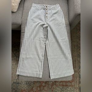 Madewell Emmett Wide-Leg Crop Pants in Stripe: Button-Front Edition